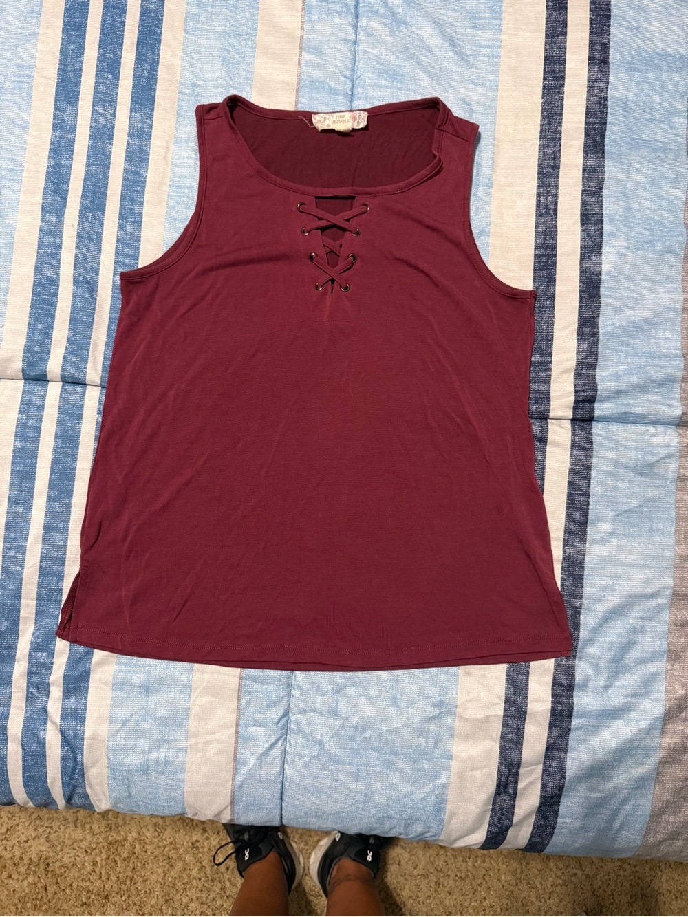Pink Republic Lace-Up Tank Top in Rococo Red